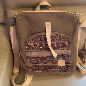 Bohemian Tan Canvas Messenger Bag
